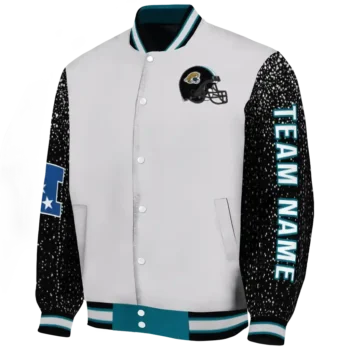 customized jacksonville jaguars speckled arms teal gray varsity jacket best selling.webp