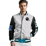 customized jacksonville jaguars speckled arms teal gray varsity jacket best selling.webp