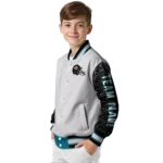 customized jacksonville jaguars speckled arms teal gray varsity jacket best selling.webp