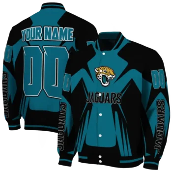 customized jacksonville jaguars spider mark teal black crocs varsity jacket fashion forward.webp