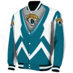 customized jacksonville jaguars v stripes teal white varsity jacket best selling.webp