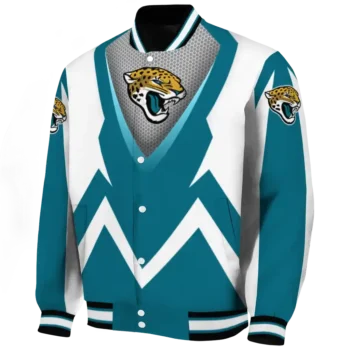 customized jacksonville jaguars v stripes teal white varsity jacket best selling.webp