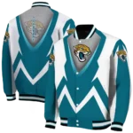 customized jacksonville jaguars v stripes teal white varsity jacket best selling.webp