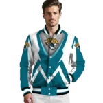 customized jacksonville jaguars v stripes teal white varsity jacket best selling.webp