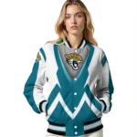 customized jacksonville jaguars v stripes teal white varsity jacket best selling.webp