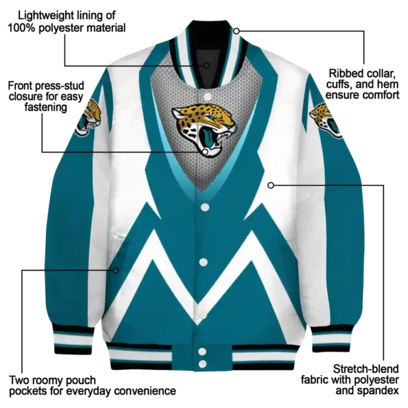customized jacksonville jaguars v stripes teal white varsity jacket new arrival.webp