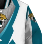 customized jacksonville jaguars v stripes teal white varsity jacket best selling.webp