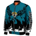 customized jacksonville jaguars winged blaze teal white bomber jacket best selling