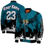 customized jacksonville jaguars winged blaze teal white bomber jacket best selling