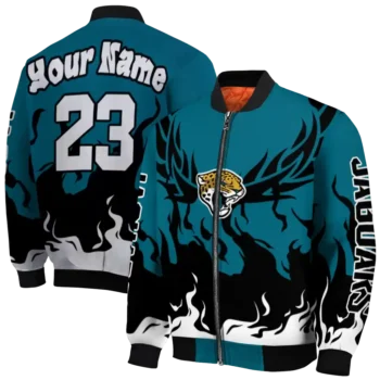 customized jacksonville jaguars winged blaze teal white bomber jacket fashion forward