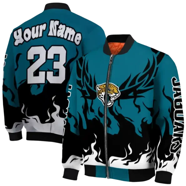 customized jacksonville jaguars winged blaze teal white bomber jacket fashion forward