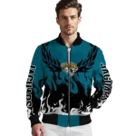 customized jacksonville jaguars winged blaze teal white bomber jacket best selling