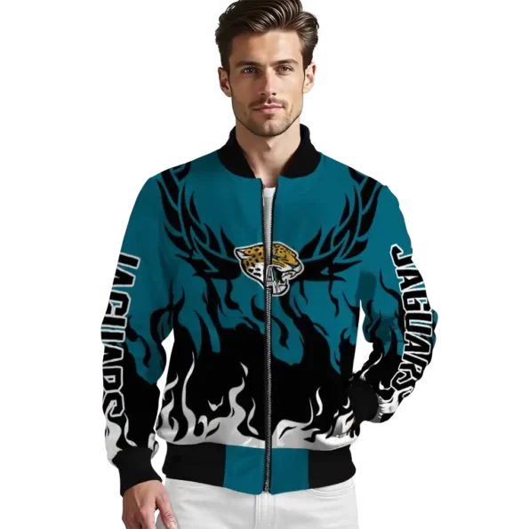 customized jacksonville jaguars winged blaze teal white bomber jacket high quality