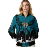 customized jacksonville jaguars winged blaze teal white bomber jacket best selling