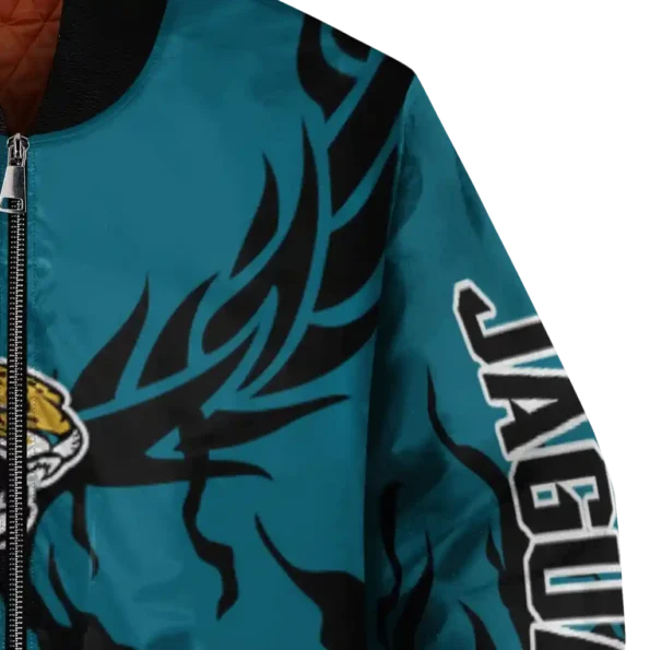 customized jacksonville jaguars winged blaze teal white bomber jacket premium grade