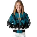 customized jacksonville jaguars winged blaze teal white bomber jacket best selling