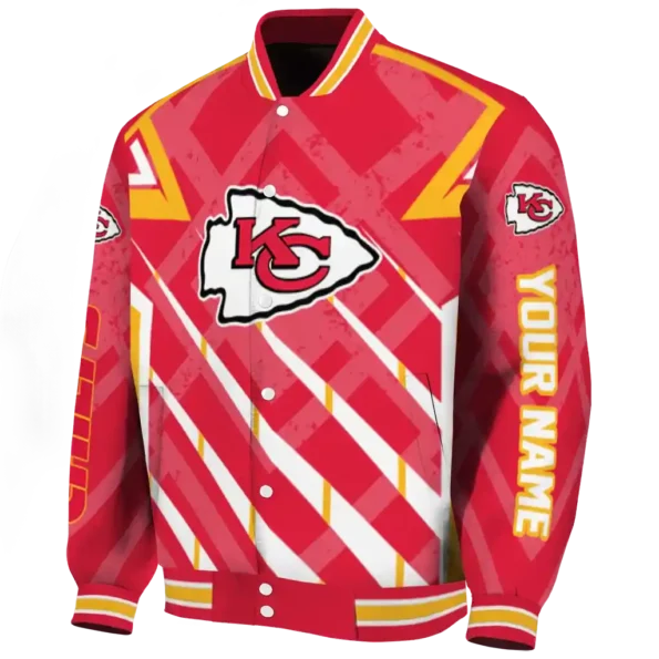customized kansas city chiefs chevron angles red varsity jacket best selling