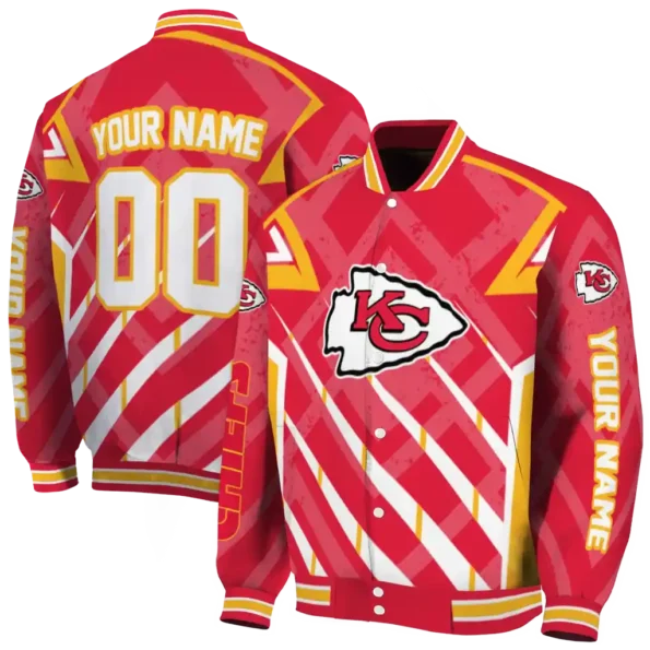 customized kansas city chiefs chevron angles red varsity jacket fashion forward