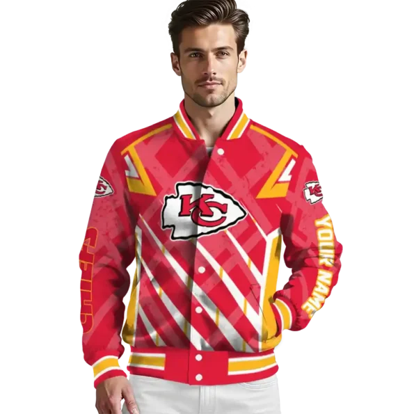 customized kansas city chiefs chevron angles red varsity jacket high quality