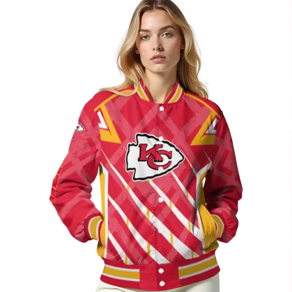 customized kansas city chiefs chevron angles red varsity jacket latest model