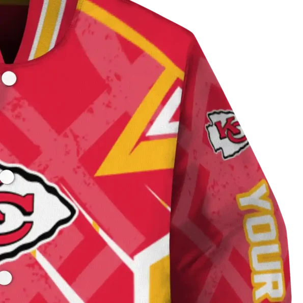 customized kansas city chiefs chevron angles red varsity jacket premium grade