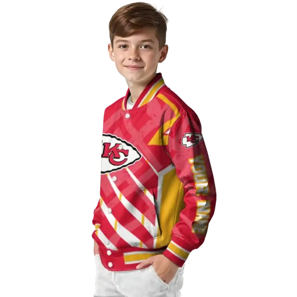 customized kansas city chiefs chevron angles red varsity jacket trendy