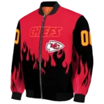 customized kansas city chiefs flame border red black bomber jacket best selling