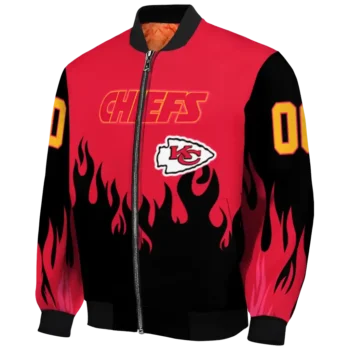 customized kansas city chiefs flame border red black bomber jacket best selling