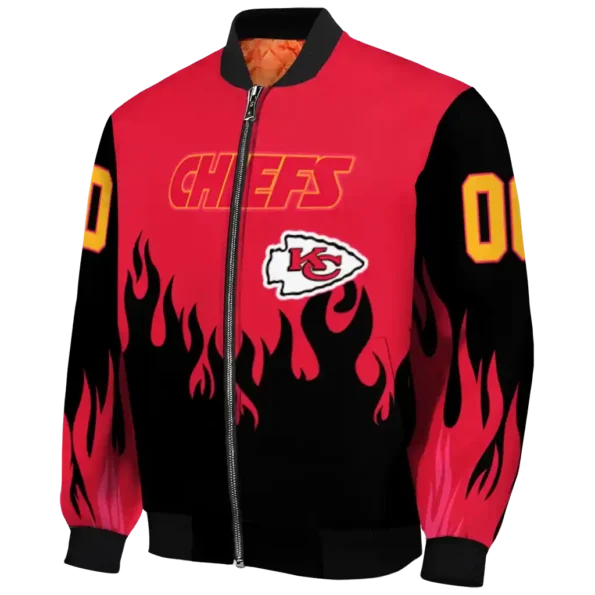 customized kansas city chiefs flame border red black bomber jacket best selling