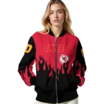 customized kansas city chiefs flame border red black bomber jacket best selling