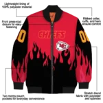 customized kansas city chiefs flame border red black bomber jacket best selling