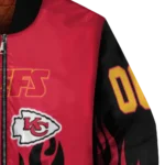 customized kansas city chiefs flame border red black bomber jacket best selling