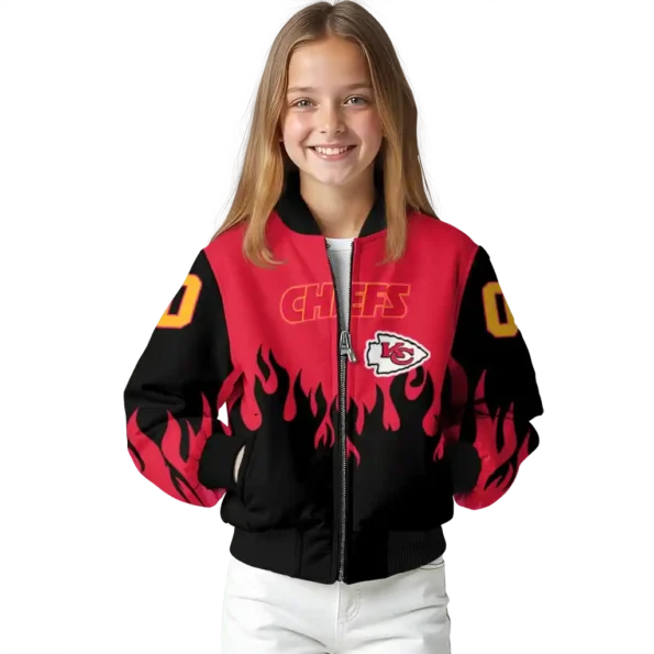 customized kansas city chiefs flame border red black bomber jacket top rated