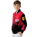 customized kansas city chiefs flame border red black bomber jacket best selling