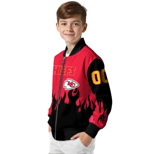 customized kansas city chiefs flame border red black bomber jacket trendy