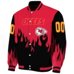 customized kansas city chiefs flame border red black varsity jacket best selling.webp