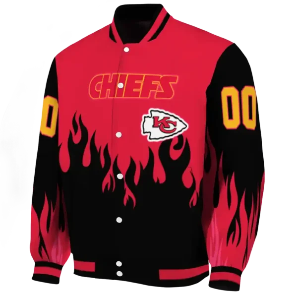 customized kansas city chiefs flame border red black varsity jacket best selling.webp