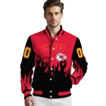 customized kansas city chiefs flame border red black varsity jacket best selling.webp