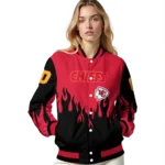 customized kansas city chiefs flame border red black varsity jacket best selling.webp