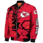 customized kansas city chiefs hexagon cluster red black bomber jacket best selling