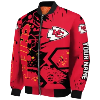 customized kansas city chiefs hexagon cluster red black bomber jacket best selling