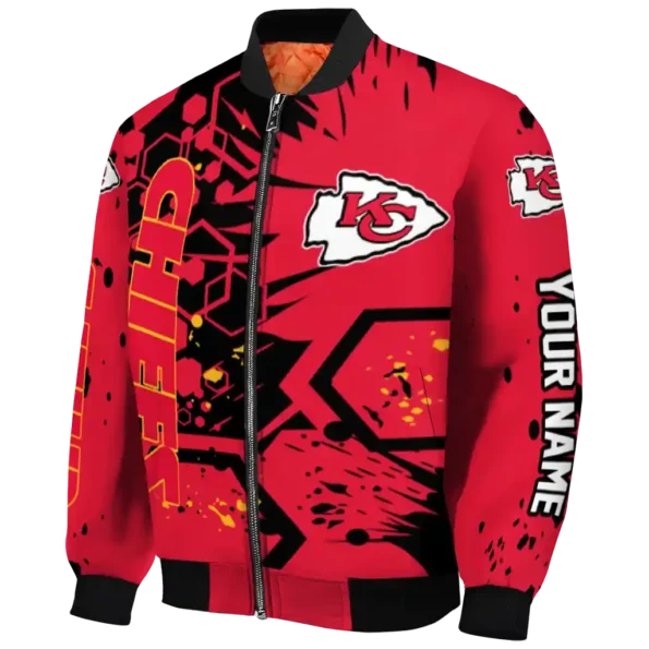 customized kansas city chiefs hexagon cluster red black bomber jacket best selling
