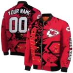 customized kansas city chiefs hexagon cluster red black bomber jacket best selling