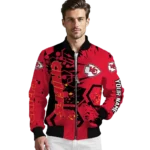 customized kansas city chiefs hexagon cluster red black bomber jacket best selling