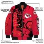 customized kansas city chiefs hexagon cluster red black bomber jacket best selling