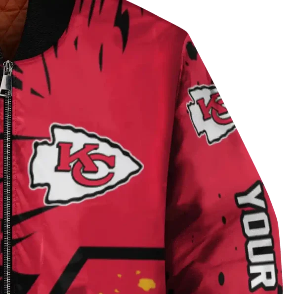 customized kansas city chiefs hexagon cluster red black bomber jacket premium grade