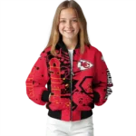 customized kansas city chiefs hexagon cluster red black bomber jacket best selling