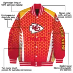 customized kansas city chiefs hexagon grid red varsity jacket best selling