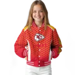 customized kansas city chiefs hexagon grid red varsity jacket best selling