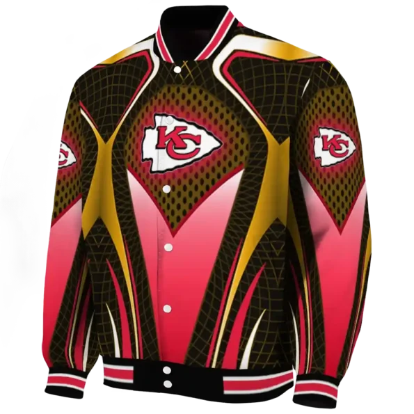 customized kansas city chiefs mesh chest gold crocs black varsity jacket best selling